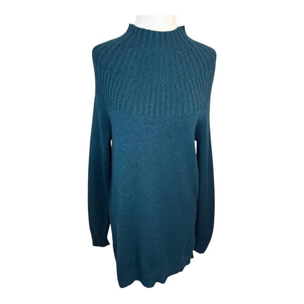 NWOT Anthropologie Women's Green Ribbed Mock Neck Pullover Sweater Size Small